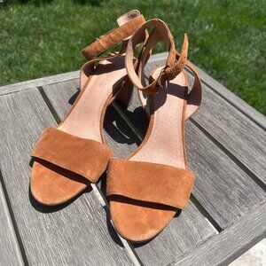 EUC Madewell Lainey Caramel Suede Block Heel Sandals